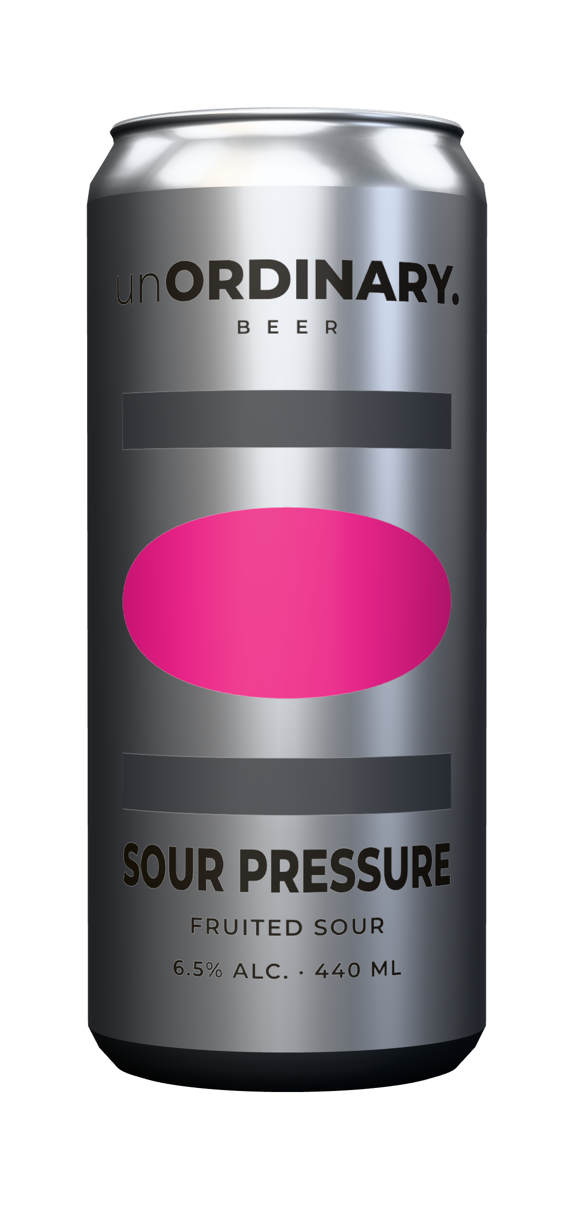 SOUR PRESSURE can: a magenta form squeezed between two steel plates.
